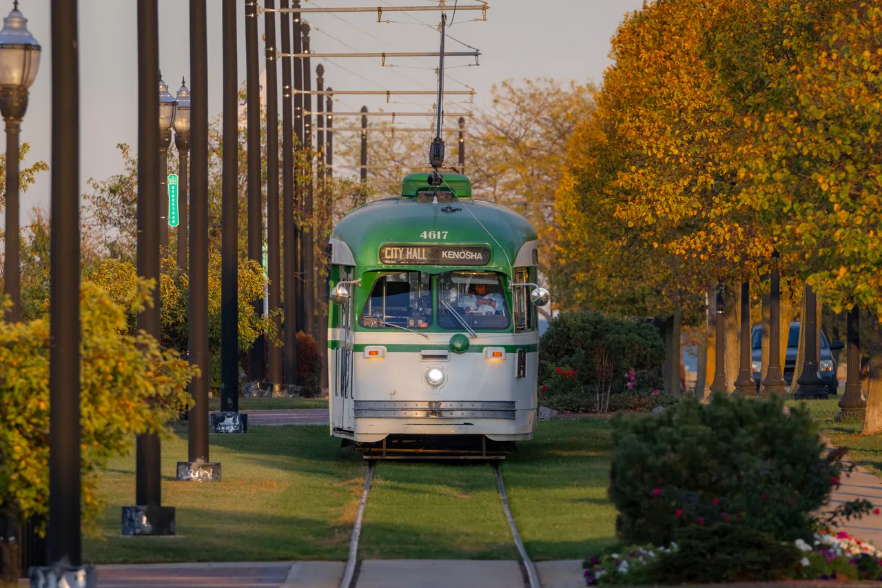 Kenosha Streetcar — One of Kenosha's heritage streetcars downtown