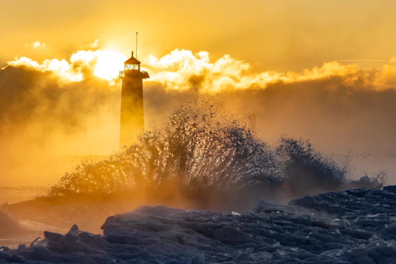 Arctic Fury — A Lake Michigan winter storm crashing against the Kenosha lakefront